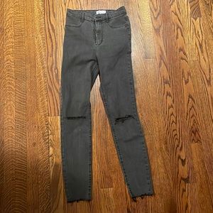 Zara dark gray skinny jeans with knee holes